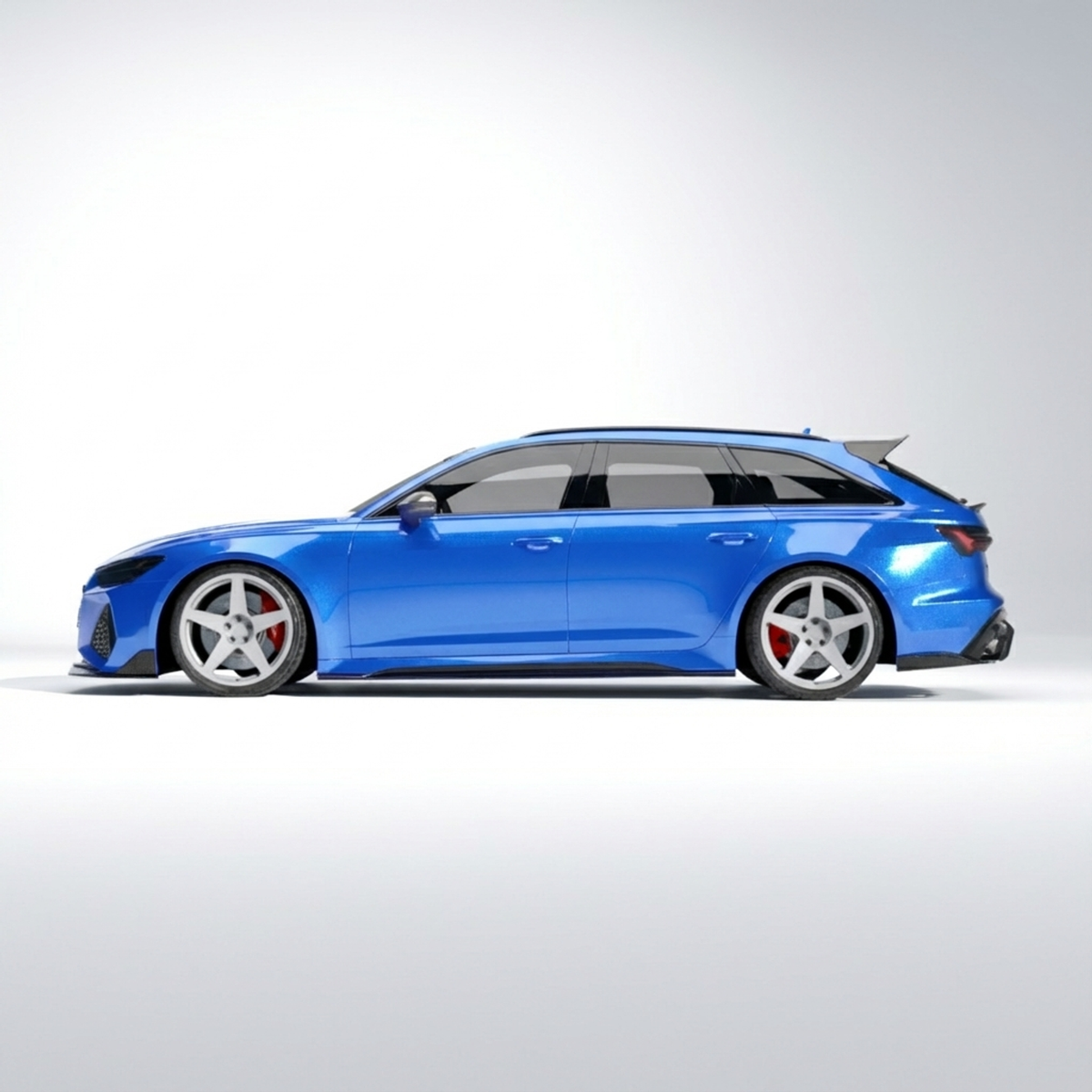 Audi RS6 C8 Avant CT Design V2 carbon fiber spoiler, sleek aerodynamic rear car accessory with textured carbon finish.