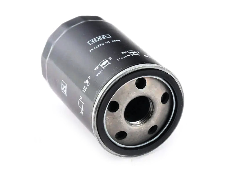 Genuine Porsche oil filter for Porsche 718 GT4 RS, 991, and 992 GT models, featuring brand logo and filter element.