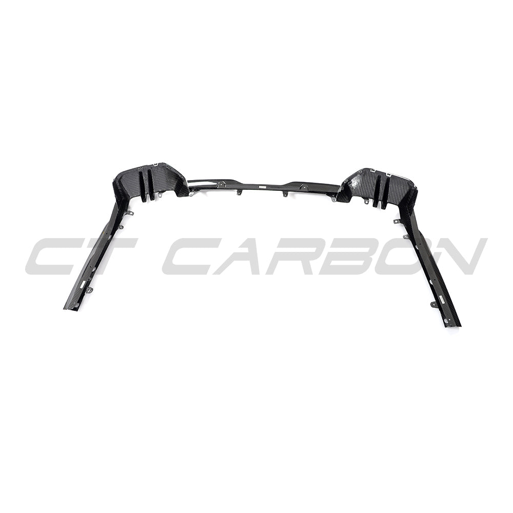 BMW 5 Series G60 and i5 2023+ CT Carbon fiber diffuser, V1, showing sleek black carbon fiber finish and aerodynamic design.