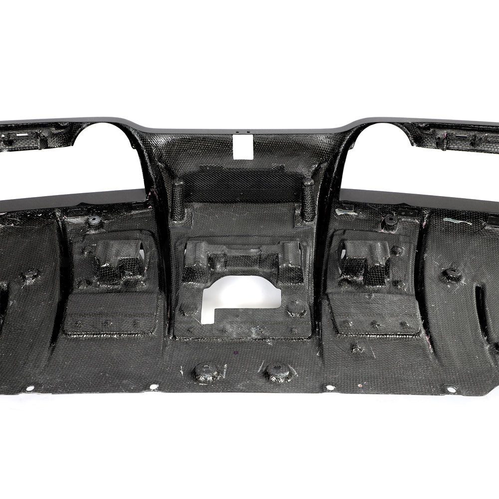 CT Carbon Ferrari F8 2019-2023 carbon fiber diffuser with detailed aerodynamic design and matte finish.