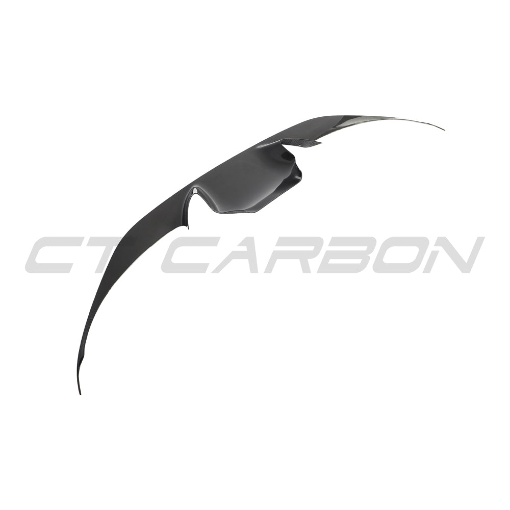 CT Carbon Ferrari F8 2019-2023 front bumper carbon fibre splitter trim, close-up view showing sleek, high-quality automotive design.