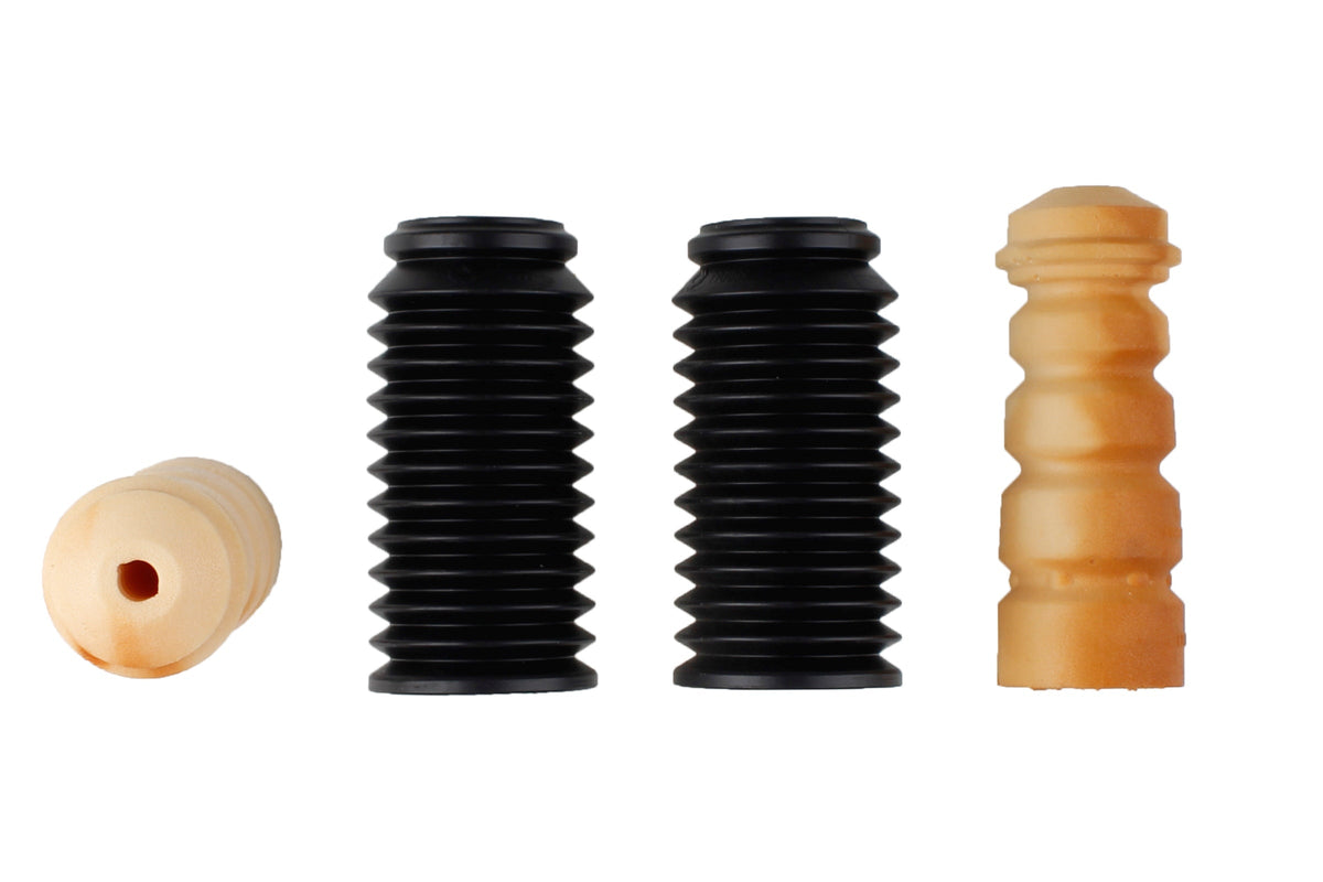 Bilstein B1 rear bump stops and dust covers for Volkswagen Golf II, III, Jetta II, and Passat, showing the components.