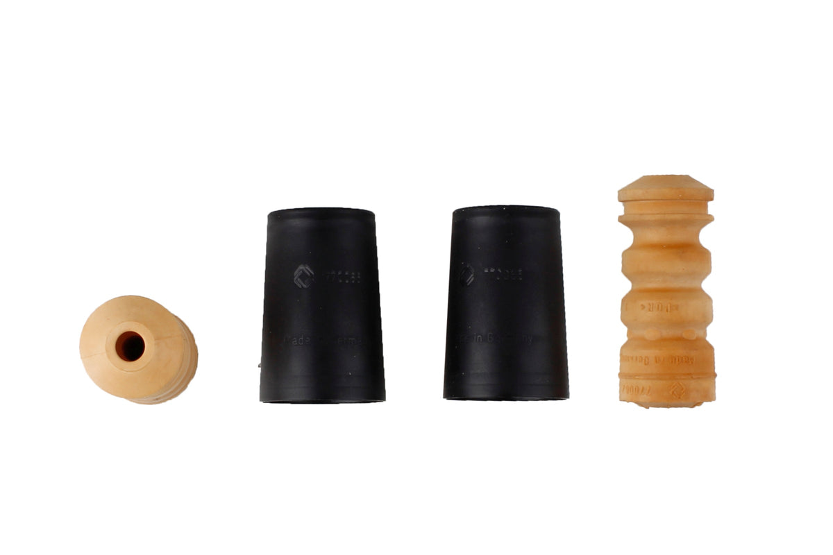 Bilstein B1 rear bump stops and dust covers for Volkswagen Polo 2011-2021, showing close-up of rubber and cover details.