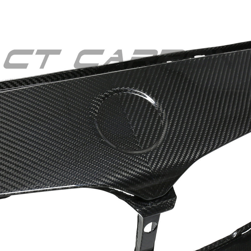 BMW F87 M2C CT Carbon front bumper made of carbon pre-preg fibre, showcasing its sleek design and lightweight construction.