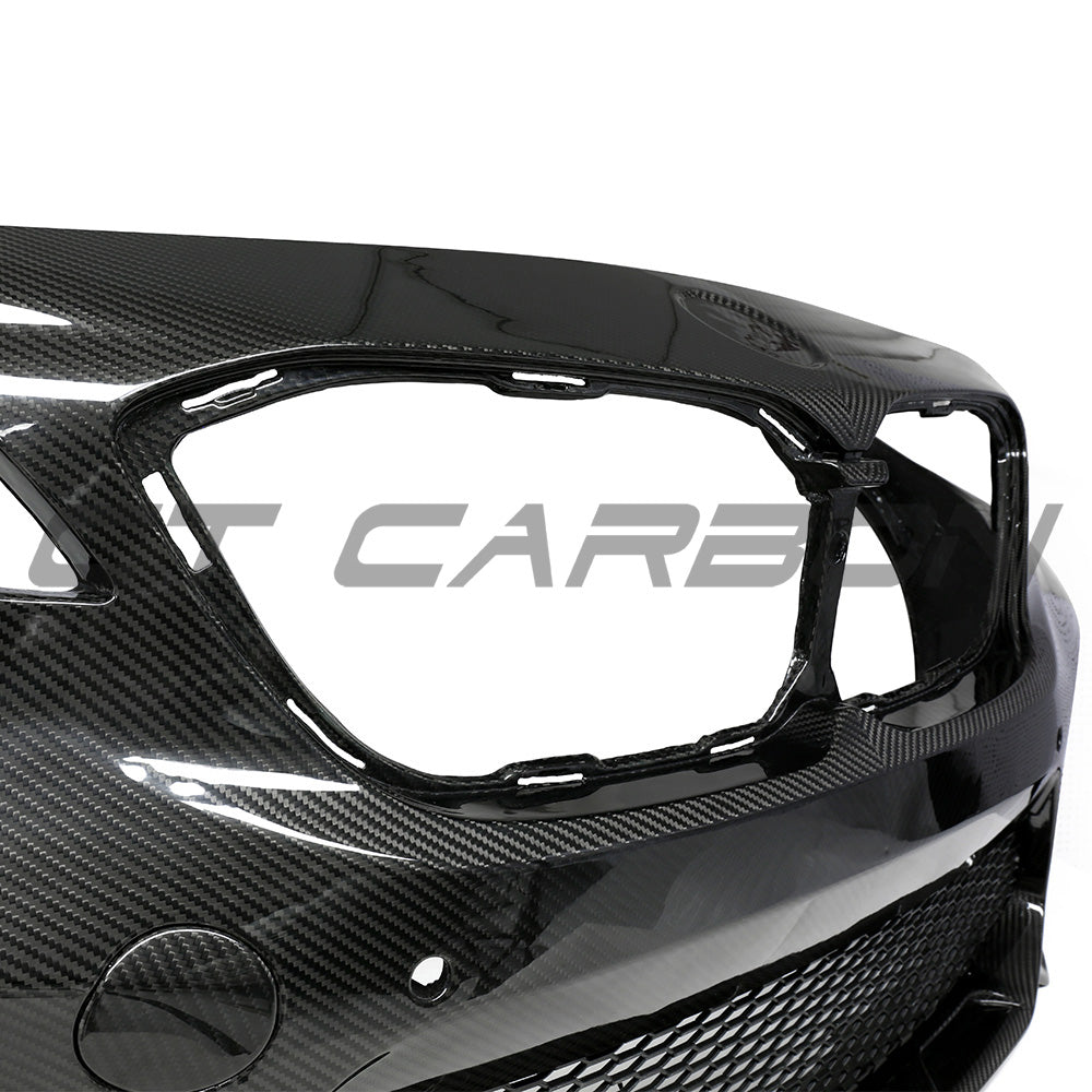 BMW F87 M2C CT Carbon front bumper made of pre-preg carbon fiber, showcasing its sleek, aerodynamic design.