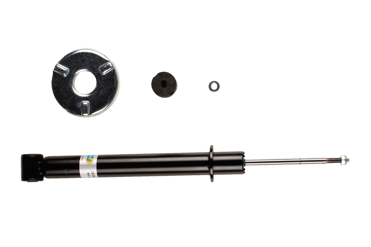 Bilstein B4 rear shock absorber for Volkswagen Passat, showcasing the durable metal body and mounting hardware.