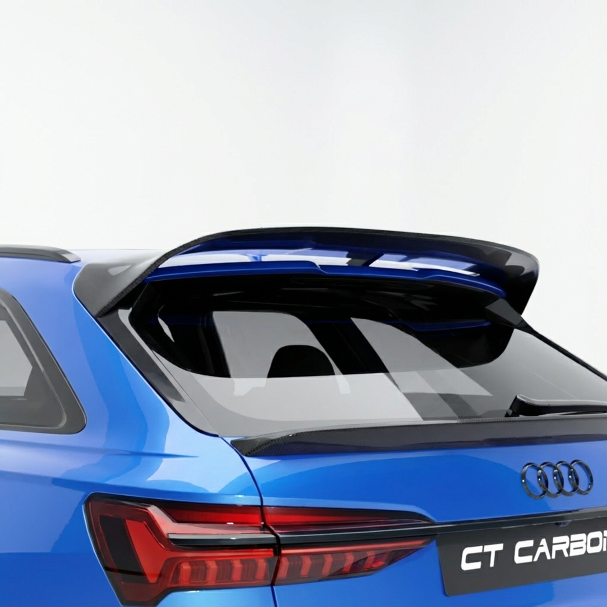 CT Carbon RS6 C8 Avant carbon fibre spoiler, V2 design, showing sleek aerodynamic profile on a luxury estate car.