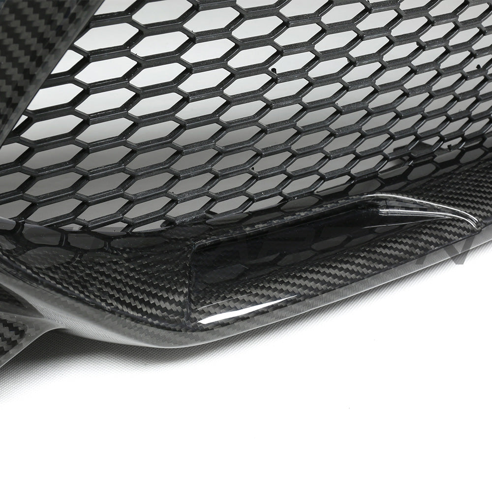 BMW F87 M2C carbon pre-preg fibre front bumper by CT Carbon, showing sleek, lightweight aerodynamic design and carbon fibre finish.