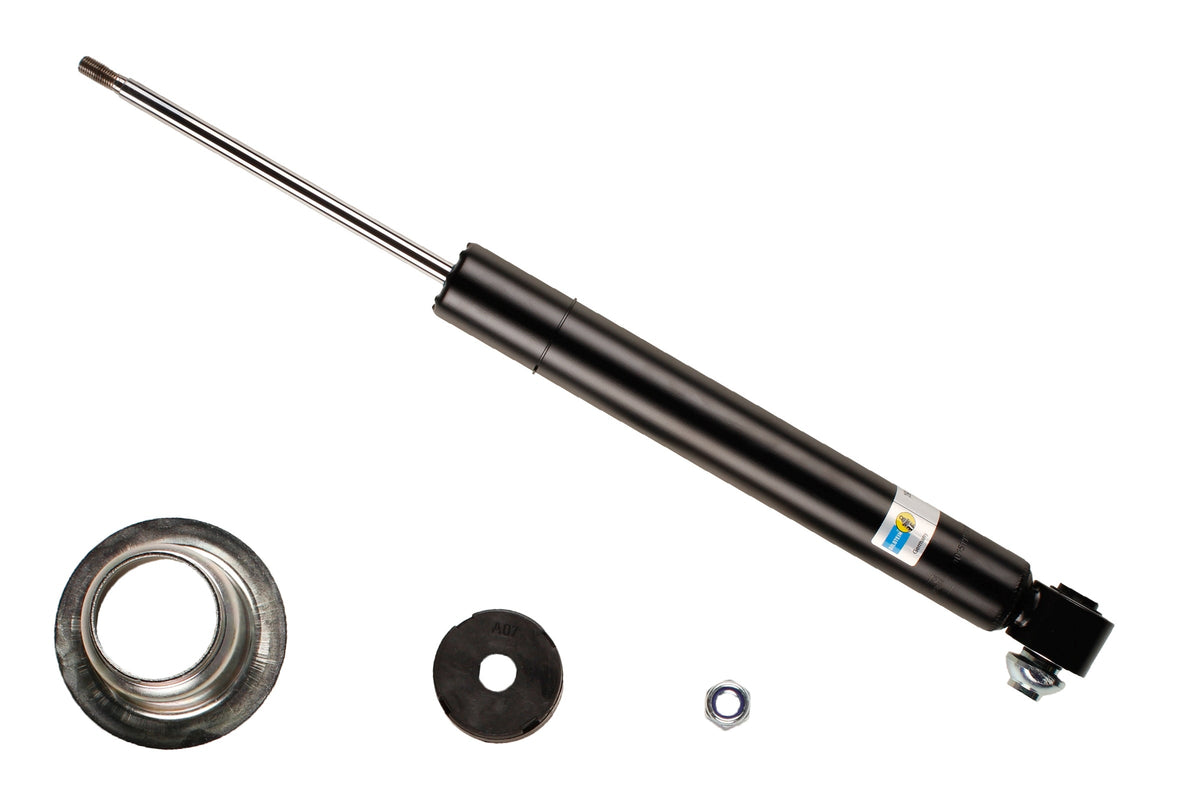 Bilstein B4 rear shock absorber for BMW 5 Series F10, showing the sturdy metal body and mounting components.