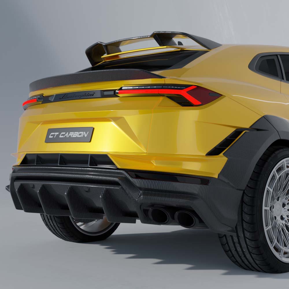 Lamborghini Urus S full carbon fiber kit by CT Carbon, showing detailed carbon fiber panels and sleek vehicle exterior.