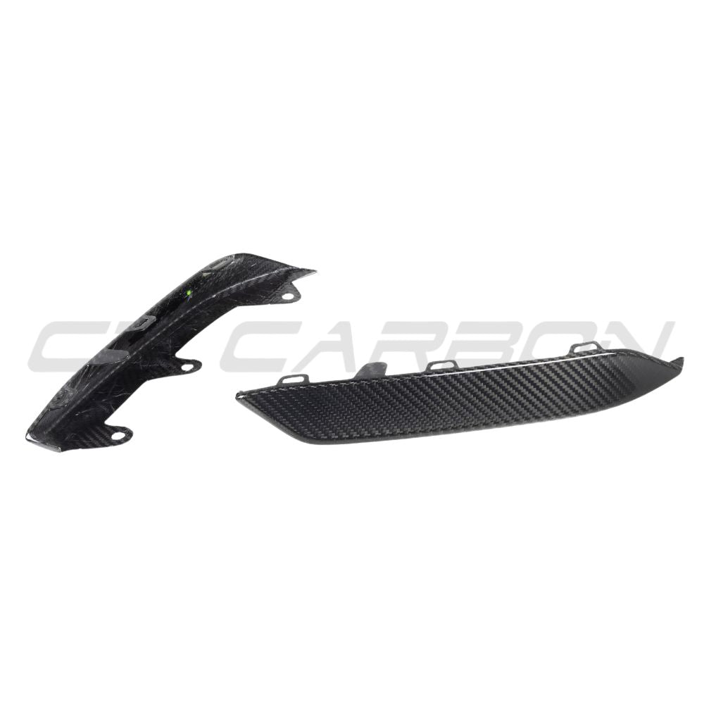BMW M8 F91/F92/F93 2019+ CT Carbon fiber lower front bumper trim accessory for enhanced sporty look.