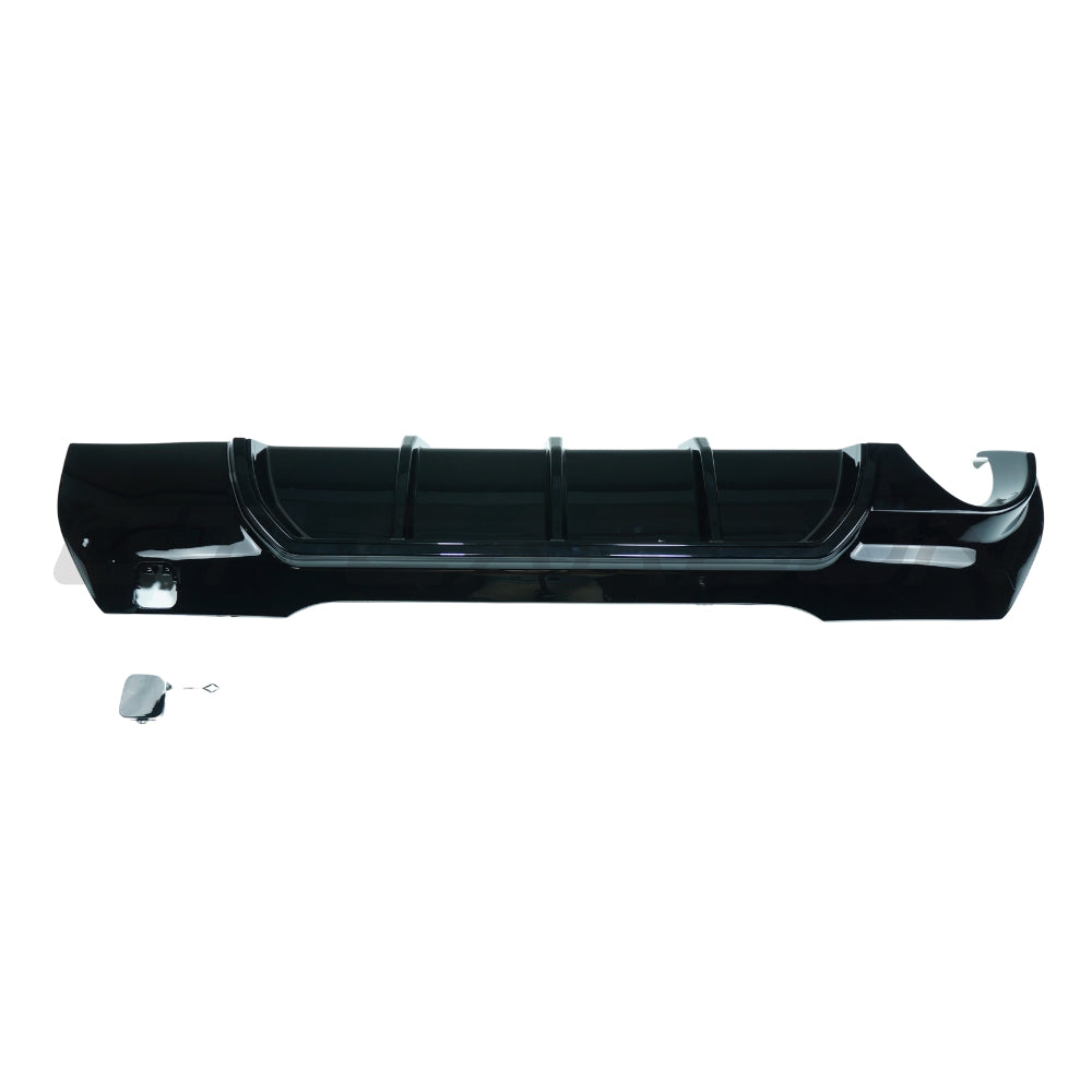 BMW F40 1 Series 2019-2024 CT Carbon gloss black diffuser with single exit vent, designed for sporty aerodynamic enhancement.
