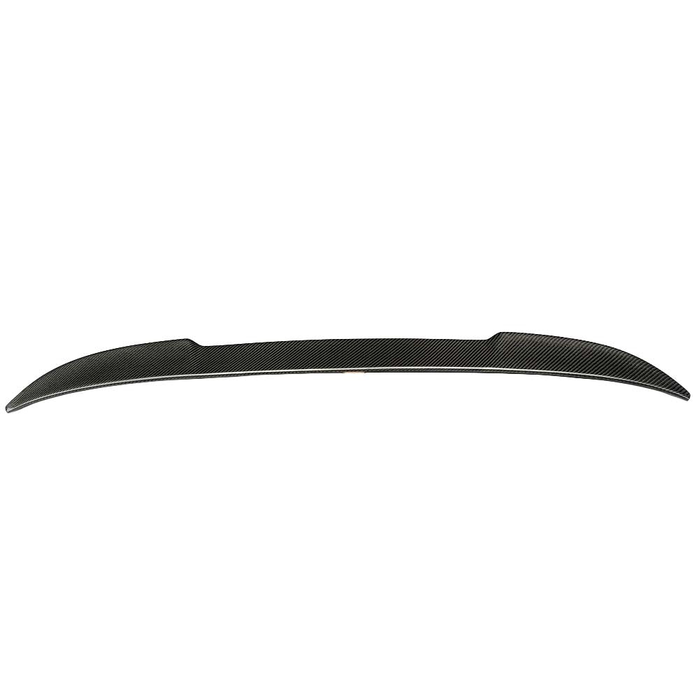 BMW F98 X4M carbon fibre spoiler by CT Carbon, V2 style, shown installed on vehicle with sleek aerodynamic design.