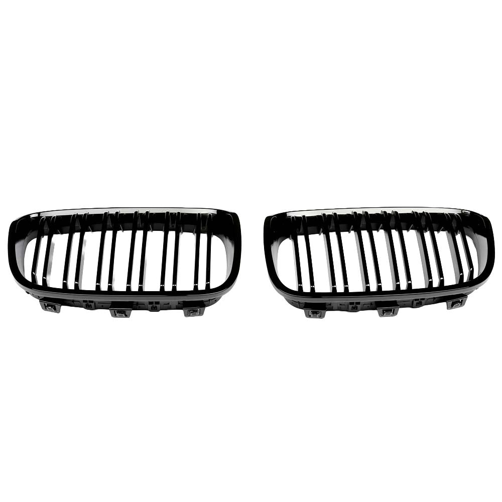BMW F20 1 Series 2011-2019 gloss black grille with dual slats from CT Carbon, showcasing the front grille design.
