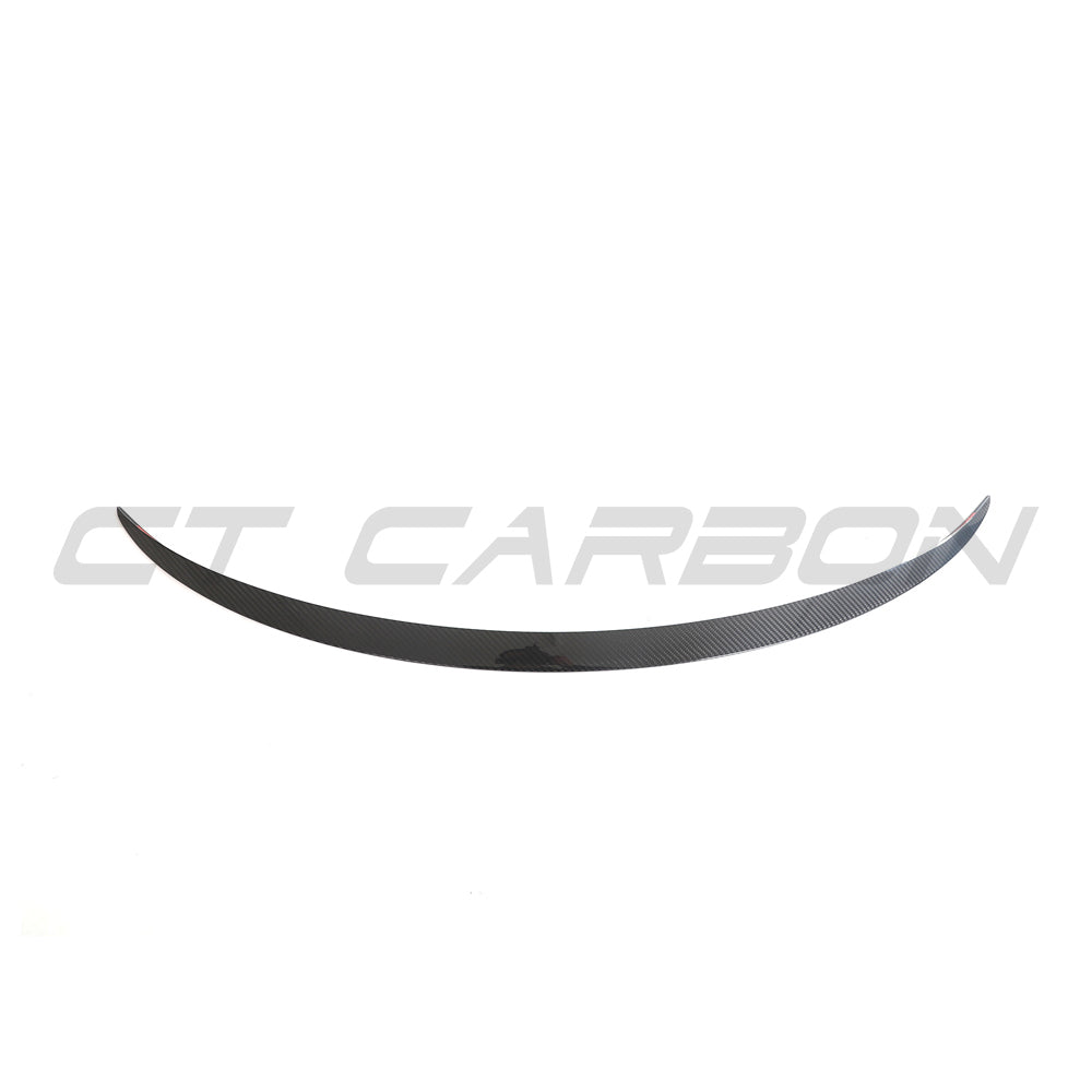 Tesla Model 3 Facelift 2023+ carbon fibre spoiler by CT Carbon, showing the sleek, aerodynamic design on the car's rear.