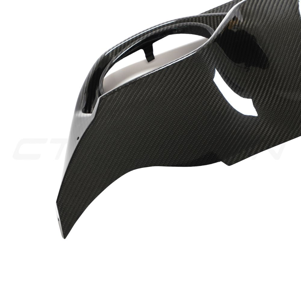 Carbon fiber diffuser for Audi RS3 8Y saloon, model V1 by CT Carbon, shown installed on the rear of the vehicle.