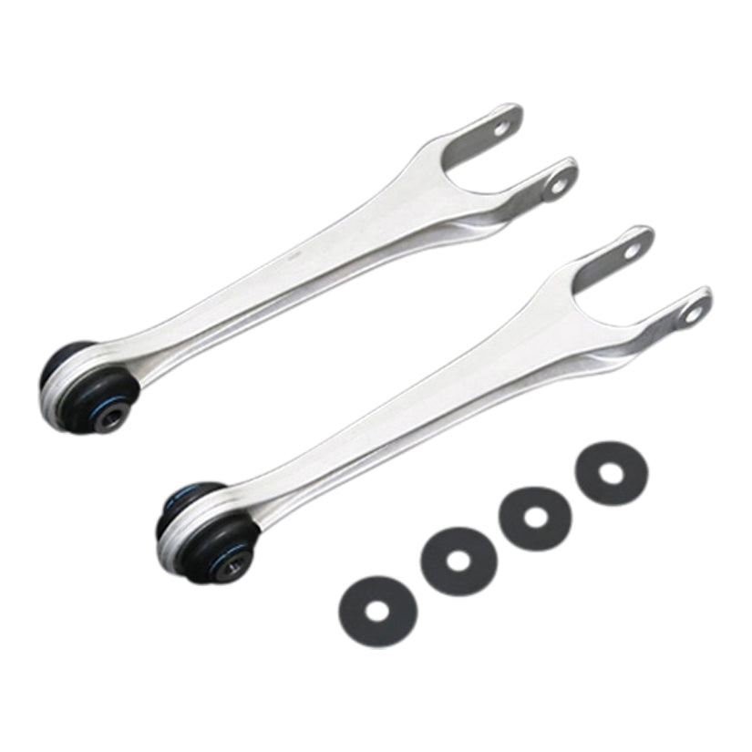 Hardrace Q0306 tension rod for Porsche Boxster 986 and 987 models, shown installed on the vehicle's suspension.