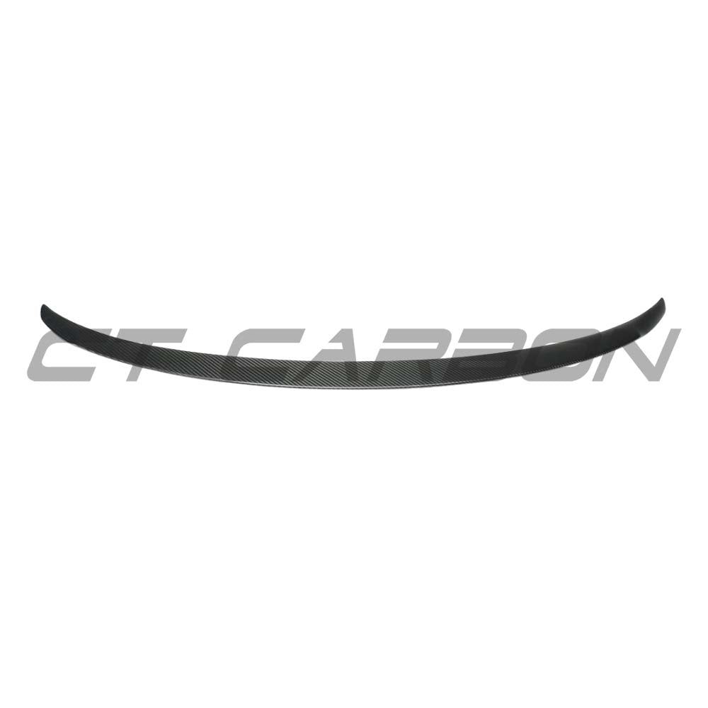 Tesla Model Y 2025+ facelift matte dry carbon spoiler by CT Carbon installed on the rear of the vehicle.