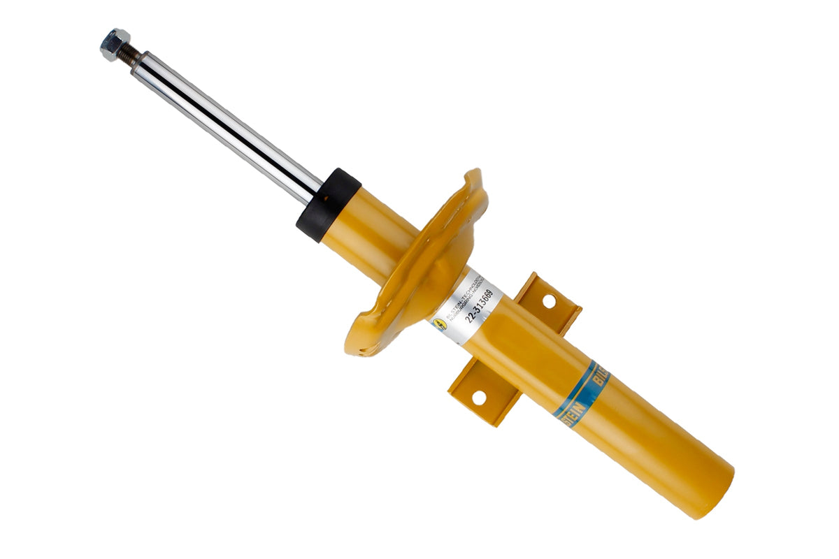 Bilstein B6 front shock absorber for Audi A1 Sportback GBA, vehicle suspension component, close-up of the shock absorber.