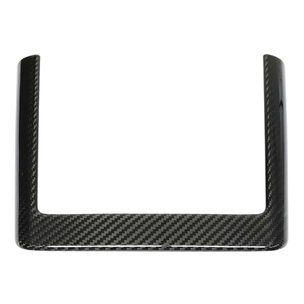 CT Carbon Tesla Model Y 2025+ facelift dry carbon wireless charger frame cover accessory, showcasing sleek textured finish and precise fit.