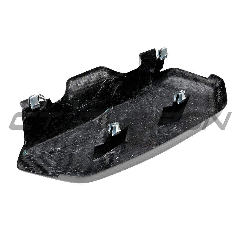 BMW F10 M5 2011-2016 carbon fiber battery cover by CT Carbon, showing sleek, lightweight accessory for engine bay upgrade.