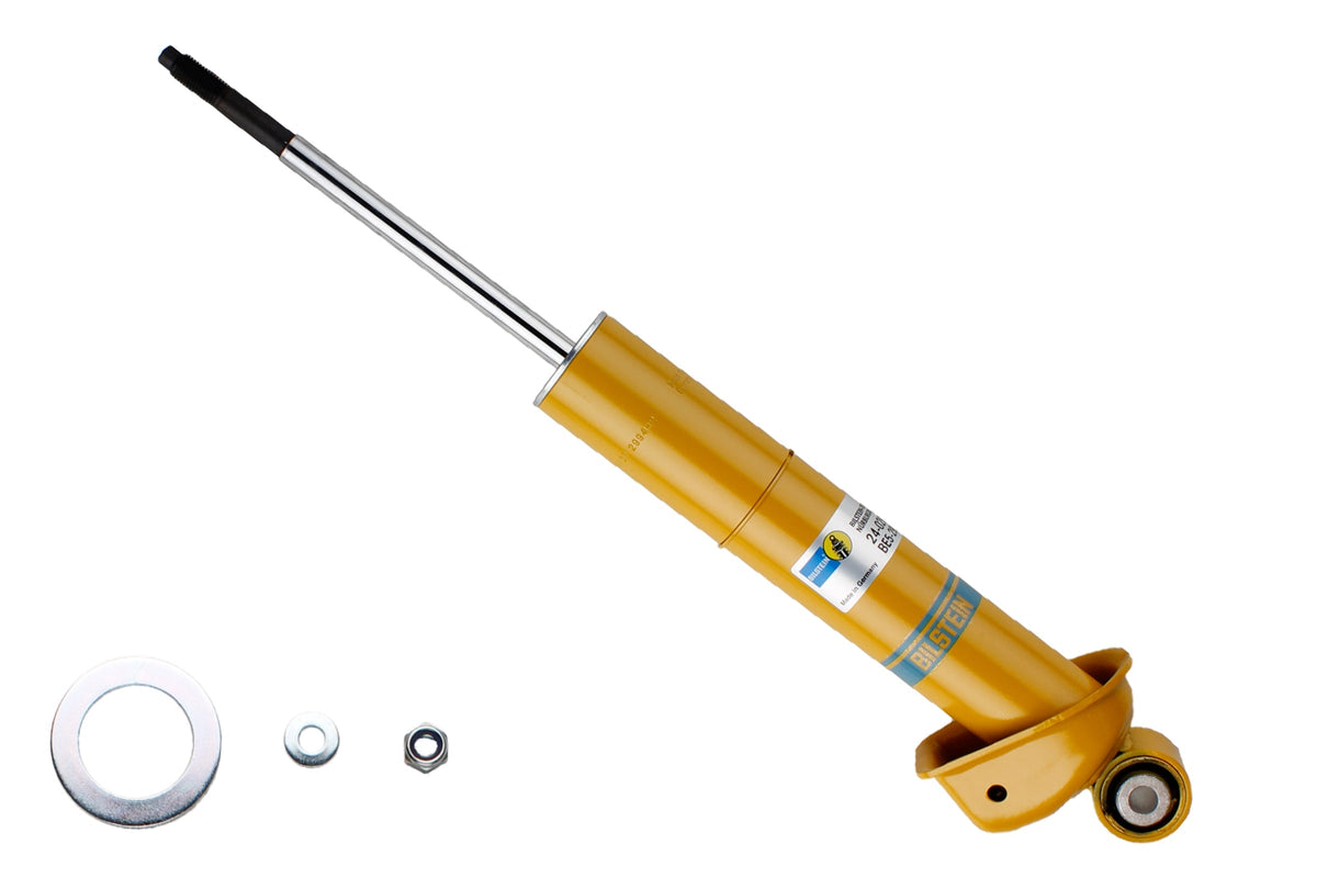 Bilstein B8 rear shock absorber for Porsche 911 996 C4, showing the durable shock component with mounting hardware.