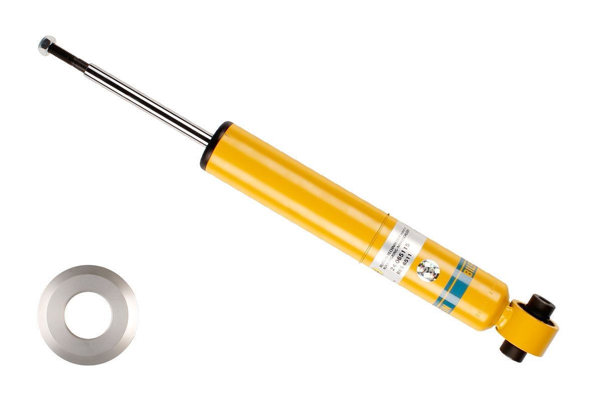 Bilstein B8 rear shock absorber for Audi A6, showcasing the metal body and mounting components.