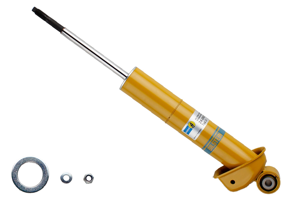 Bilstein B6 rear shock absorber for Porsche 911 996 C4, showing the shock unit with mounting hardware and brand markings.