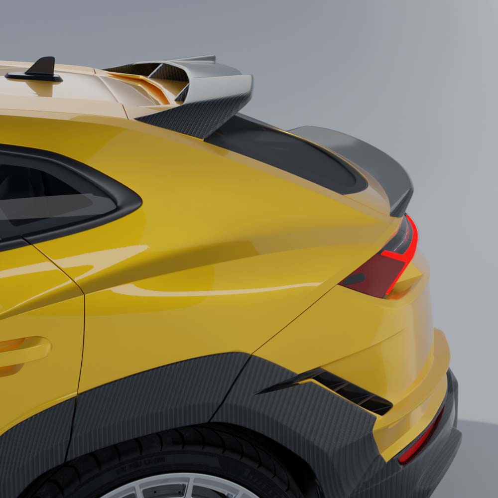 Lamborghini Urus S CT Design full carbon fiber kit installed on the vehicle, showcasing sleek, matte black carbon fiber accents and details.
