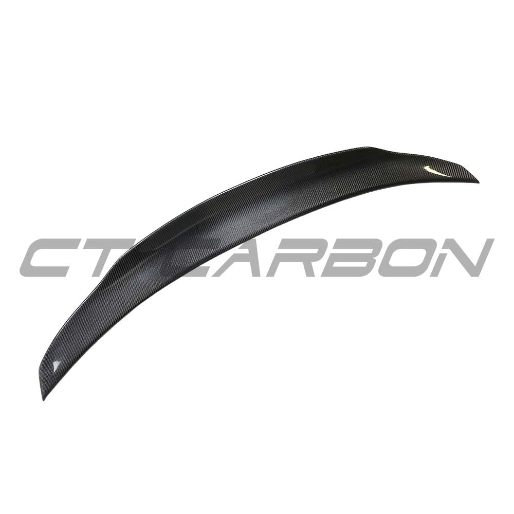 Mercedes C-Class W206 saloon 2021-2023 CT Carbon V3 carbon fibre spoiler mounted on the rear of the vehicle.
