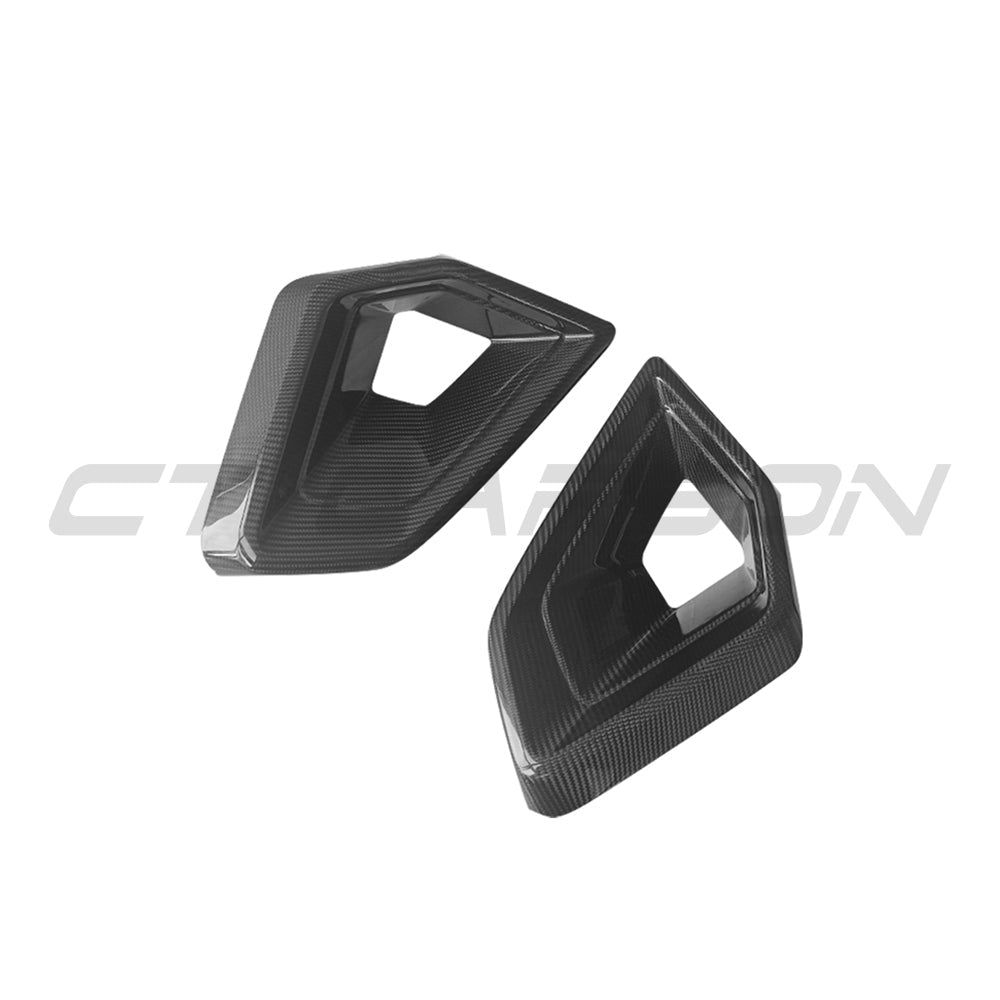 BMW G05 X5 LCI 2024 carbon fiber front duct add-on by CT Carbon, showcasing sleek, lightweight aerodynamic accessories.