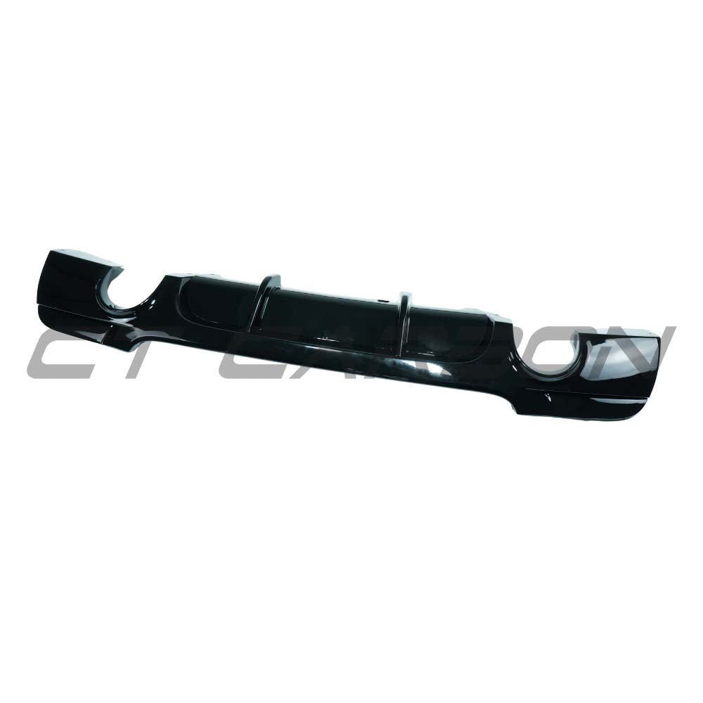 BMW 3 Series E92/E93 2006-2013 CT Carbon gloss black diffuser with dual exhaust outlets, made for sporty rear-end enhancement.