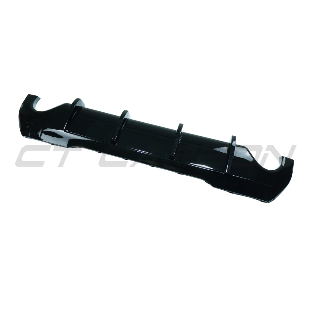 BMW F40 1 Series 2019-2024 CT Carbon gloss black diffuser with dual exhaust exits, V3 design for enhanced rear aerodynamic style.