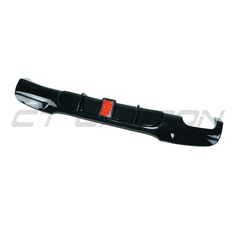 BMW 3 Series E90/E91 2005-2013 pre-LCI gloss black LED diffuser, twin left, by CT Carbon, showing sleek car rear styling.
