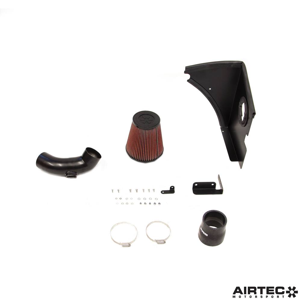 Airtec Motorsport induction kit for BMW M140i and M240i, featuring air filters and intake components in a detailed view.
