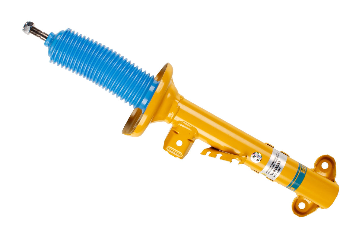 Bilstein BMW E36 B6 performance front left shock absorber for M 3.2 and M models, showing the durable shock body and mounting hardware.