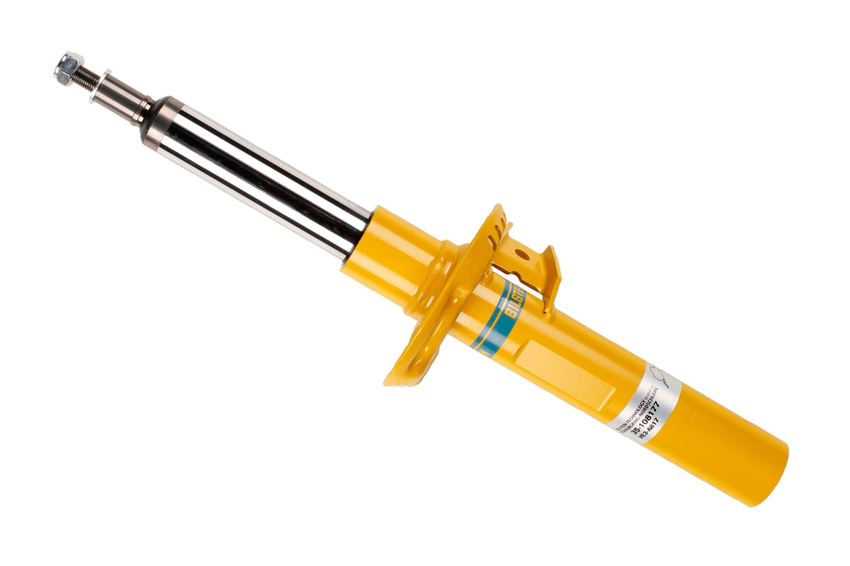 Bilstein B6 shock absorber for Volkswagen Golf 5, Jetta, and Audi A3 B6, showing the metal body and mounting components.