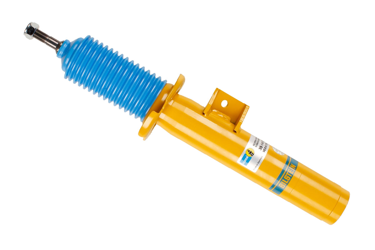Bilstein B8 shock absorber for BMW 5 Series E60 E61, showing the durable metal body and piston rod in a close-up view.