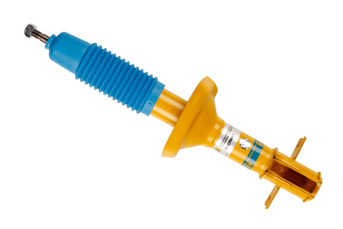Bilstein B6 shock absorber for Volkswagen Golf 1, showing the durable metal body and mounting components.