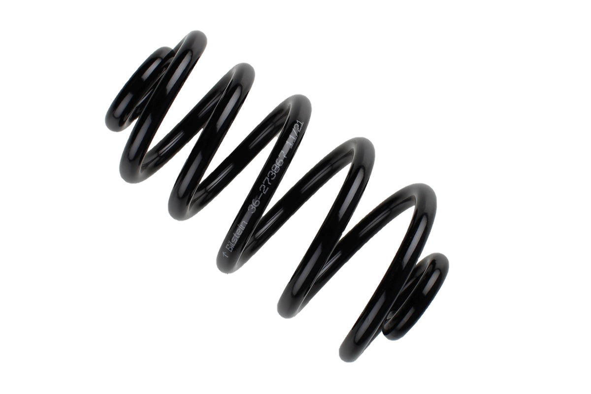 Bilstein B3 rear coil spring for Audi A4, part number 36-273867, showing the black coil spring with metal ends.