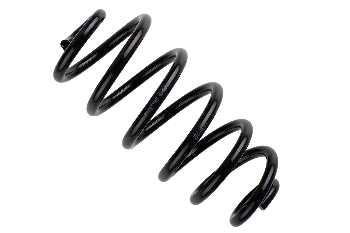 Bilstein B3 rear coil spring for Audi A4, 36-283545, showing the black metal coil spring with mounting ends.
