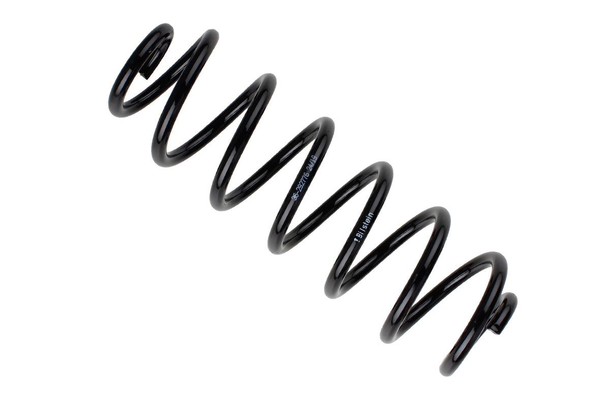 Bilstein B3 rear coil spring for Volkswagen Golf VII, showing a close-up of the coil spring part with metal coils.