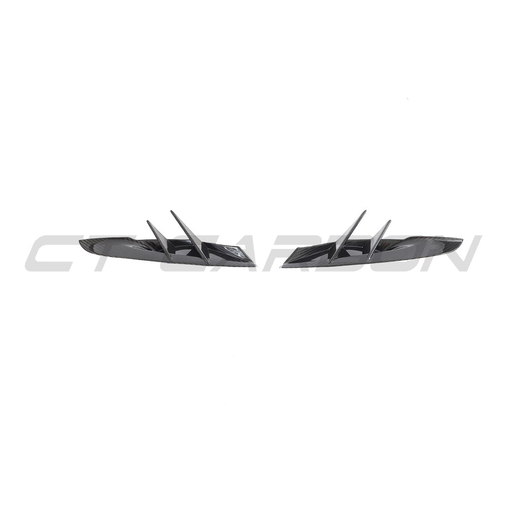 CT Carbon Toyota Supra 2019+ A90 carbon fiber front bumper vent trim, close-up view of the sleek, textured accessory.
