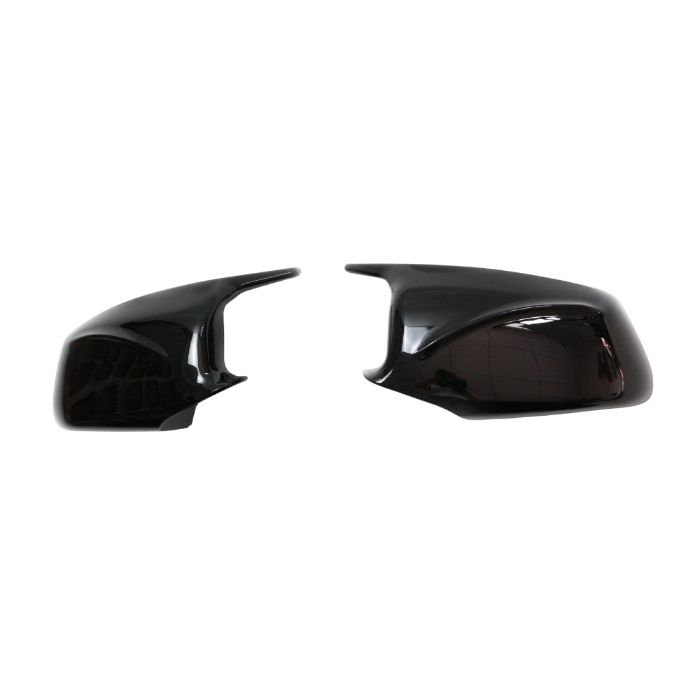 BMW 5 Series F10/F11 2011-2013 CT Carbon gloss black side mirrors with sleek finish and aerodynamic design.