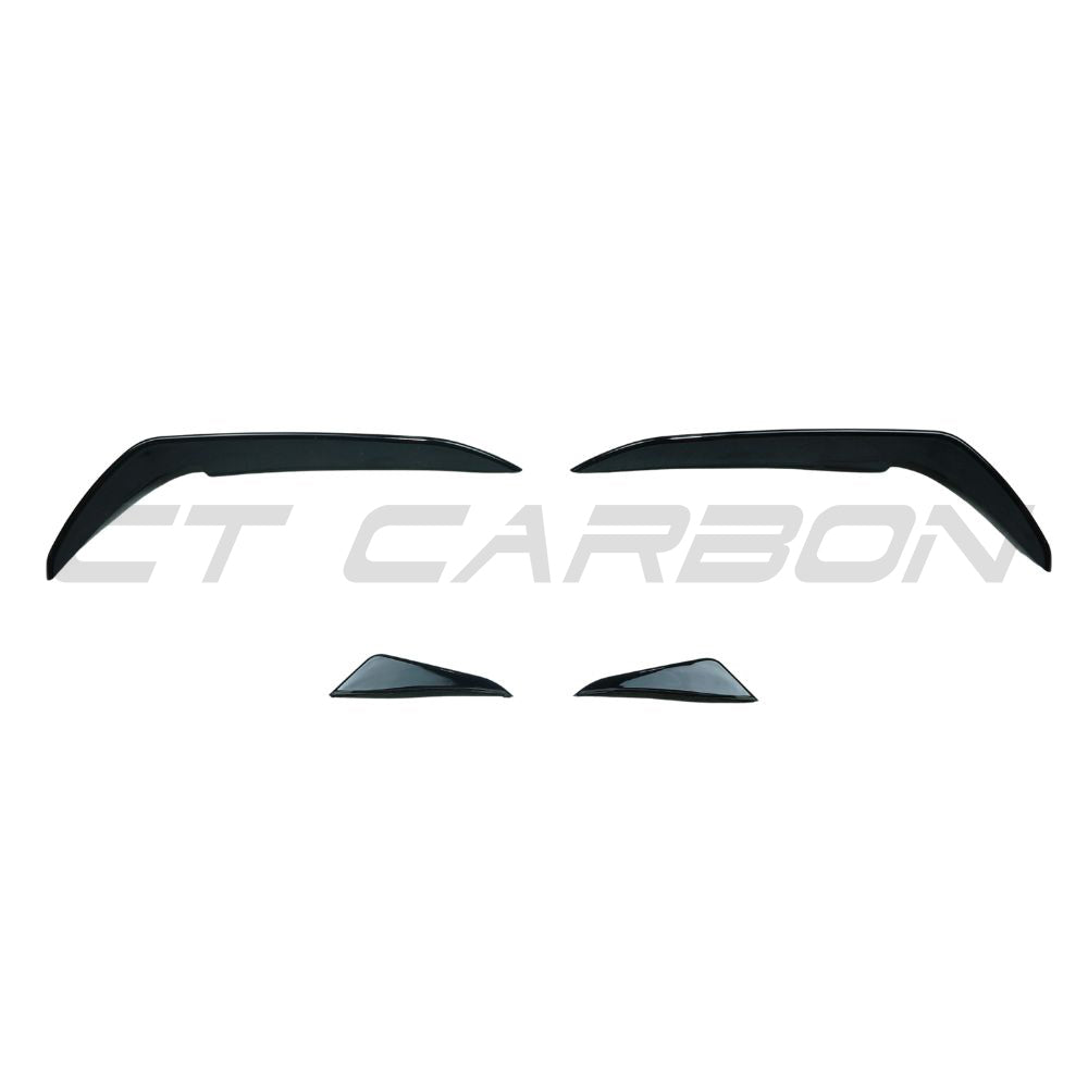 Gloss black front bumper canards for Volkswagen Golf GTI/GTD MK7/7.5 2017-2020, accessory by CT Carbon, shown on the vehicle.