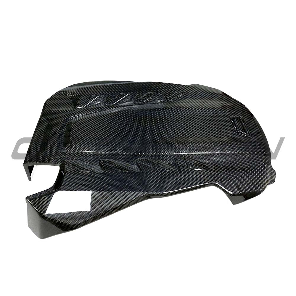 CT Carbon F95 X5M and F96 X6M dry carbon fiber engine cover, sleek and lightweight automotive accessories with textured finish.