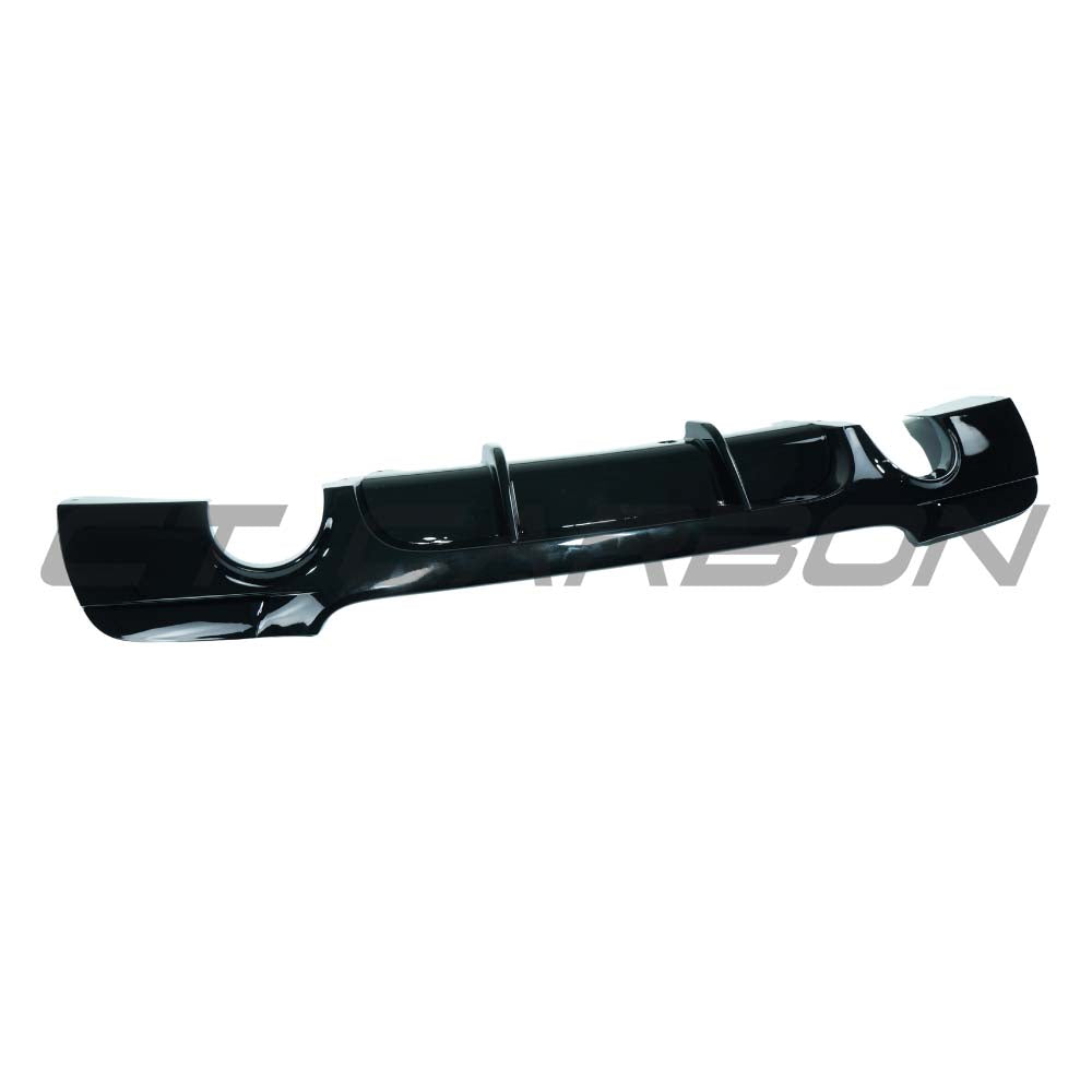 BMW 3 Series E92/E93 diffuser by CT Carbon, gloss black finish with dual exhaust exits, designed for 2006-2013 models.