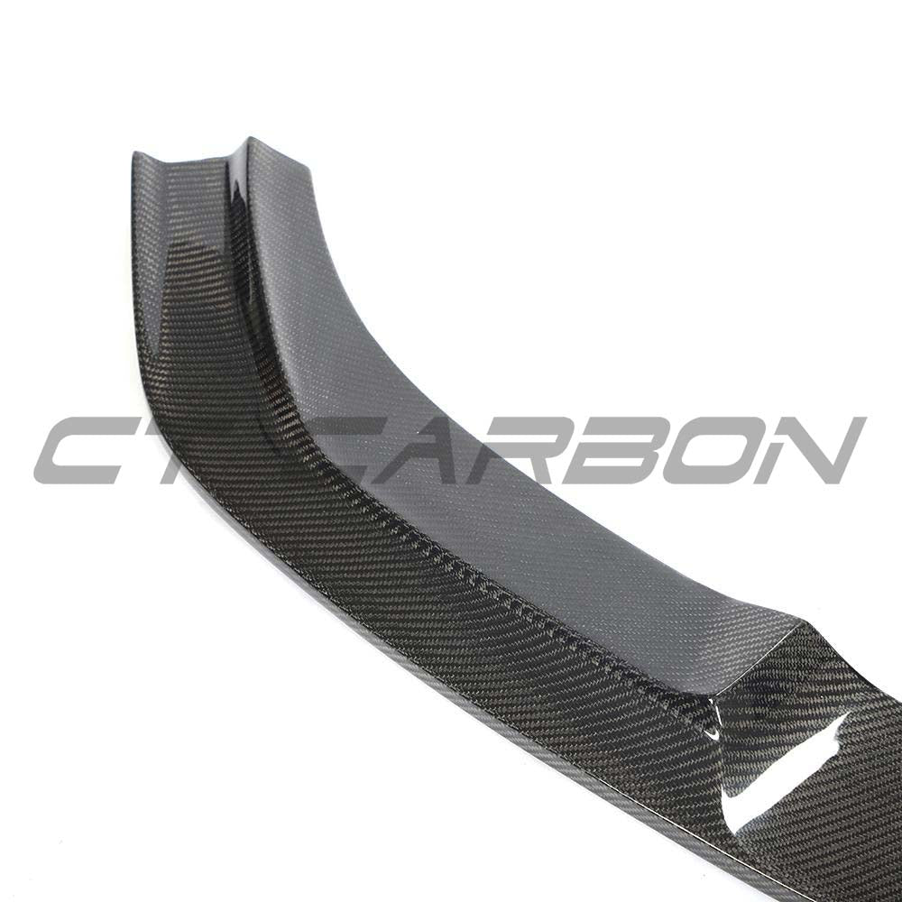 BMW M2 F87 N55 2015-2017 CT Carbon carbon fibre splitter V5, showcasing its sleek aerodynamic design on the vehicle.