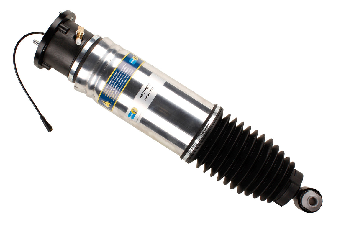 Bilstein B4 shock absorber with coil spring for BMW 7 Series E65/E66, suspension damper, black metallic finish, close-up view