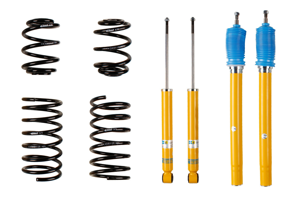Bilstein B12 suspension kit for BMW 3 Series E30, featuring shock absorbers and coil springs for improved ride quality.